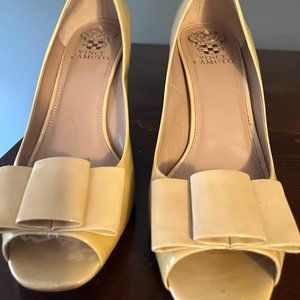 Vince Camuto beige peeptoe pumps
